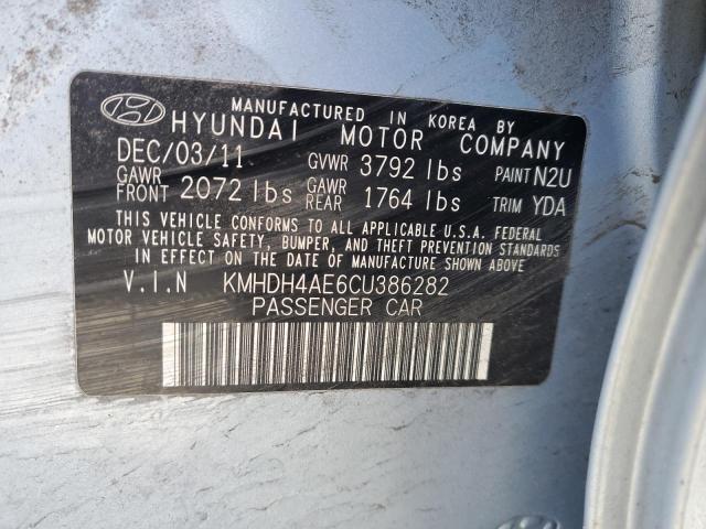 KMHDH4AE6CU386282 - 2012 HYUNDAI ELANTRA GLS SILVER photo 12