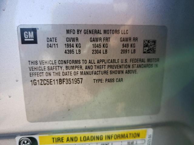 1G1ZC5E11BF351957 - 2011 CHEVROLET MALIBU 1LT SILVER photo 12