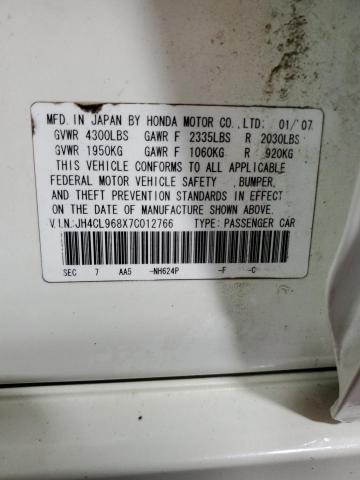 JH4CL968X7C012766 - 2007 ACURA TSX WHITE photo 13