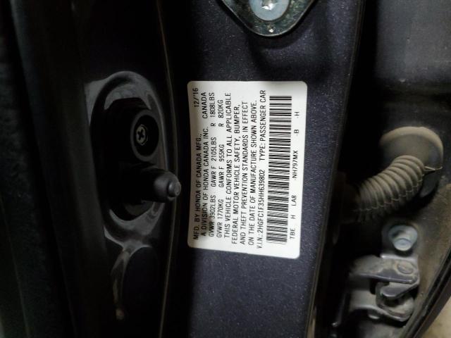 2HGFC1F35HH639802 - 2017 HONDA CIVIC EX GRAY photo 13