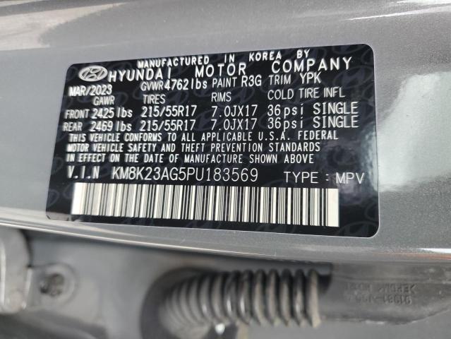 KM8K23AG5PU183569 - 2023 HYUNDAI KONA SE GRAY photo 12