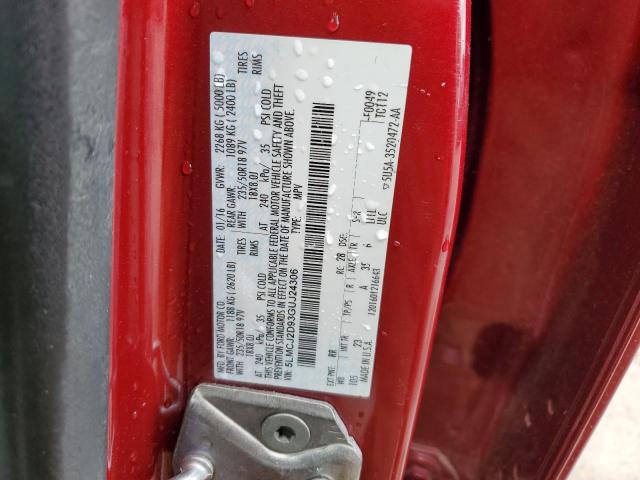 5LMCJ2D93GUJ24306 - 2016 LINCOLN MKC SELECT 红色 照片 13