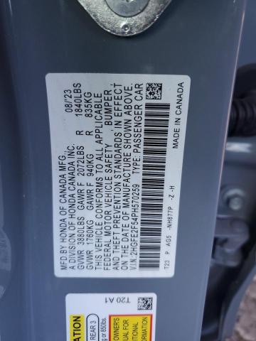 2HGFE2F54PH570259 - 2023 HONDA CIVIC SPORT GRAY photo 13