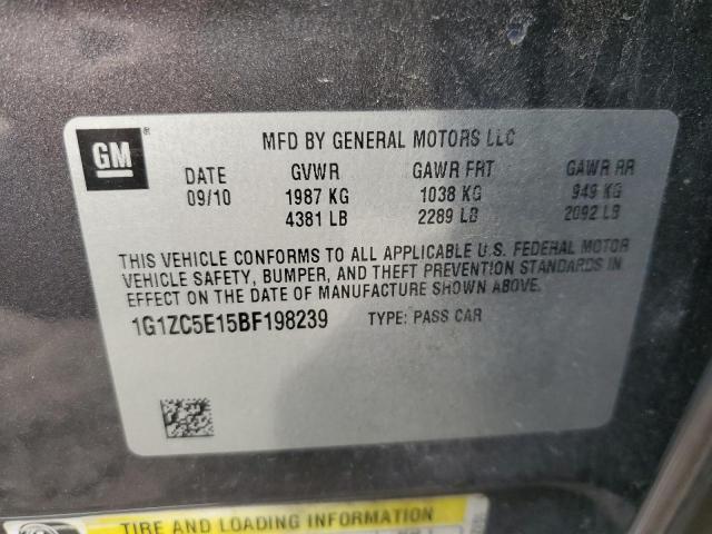 1G1ZC5E15BF198239 - 2011 CHEVROLET MALIBU 1LT Сұр фото 12