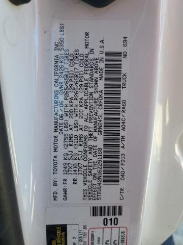 5TEUU42N16Z291168 - 2006 TOYOTA TACOMA ACCESS CAB თეთრი ფოტო 12