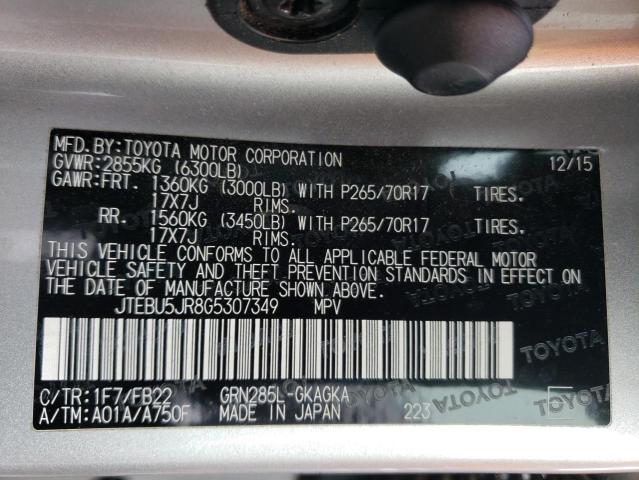 JTEBU5JR8G5307349 - 2016 TOYOTA 4RUNNER SR5/SR5 PREMIUM 银色 照片 13