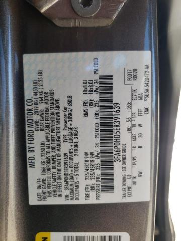 3FA6P0HD5ER391639 - 2014 FORD FUSION SE GRAY photo 12