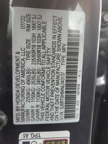 5J6RT6H84NL043137 - 2022 HONDA CR-V EXL BLUE photo 14