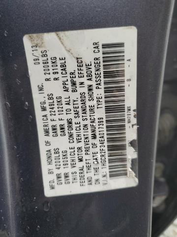 1HGCR2F34EA017399 - 2014 HONDA ACCORD LX GRAY photo 12