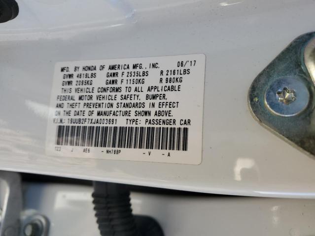 19UUB2F7XJA003691 - 2018 ACURA TLX ADVANCE WHITE photo 12