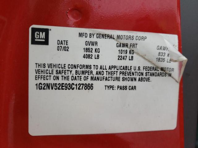 1G2NV52E93C127866 - 2003 PONTIAC GRAND AM GT1 RED photo 12