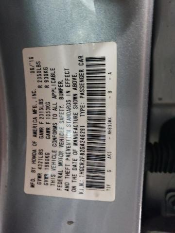 1HGCR2F82GA246291 - 2016 HONDA ACCORD EXL SILVER photo 12