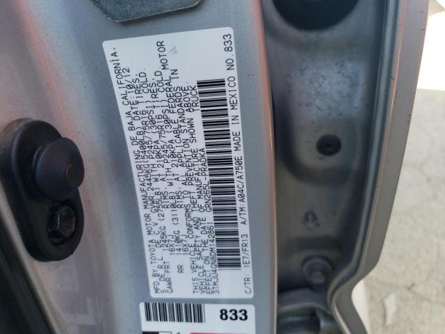 3TMJU4GN8DM142861 - 2013 TOYOTA TACOMA DOUBLE CAB PRERUNNER SILVER photo 12