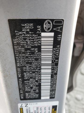 2T1KR32E77C684909 - 2007 TOYOTA COROLLA MA XR SILVER photo 10