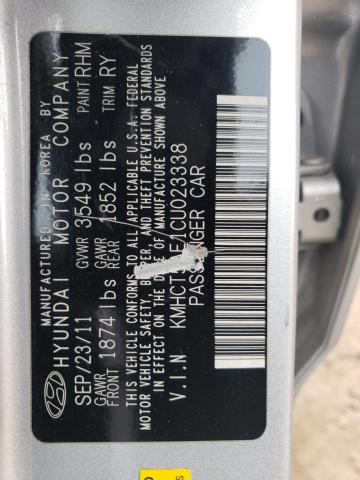 KMHCT5AE1CU023338 - 2012 HYUNDAI ACCENT GLS SILVER photo 12