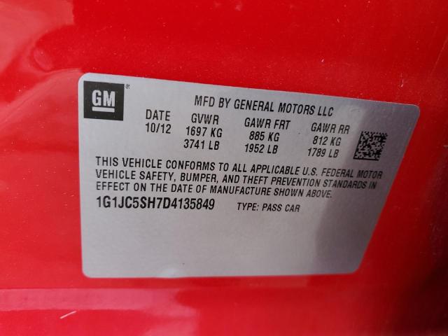 1G1JC5SH7D4135849 - 2013 CHEVROLET SONIC LT RED photo 12