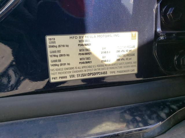 5YJSA1DP5DFP24468 - 2013 TESLA MODEL S ლურჯი ფოტო 12