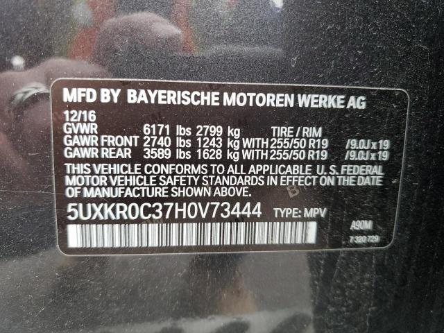 5UXKR0C37H0V73444 - 2017 BMW X5 XDRIVE35I BLACK photo 13