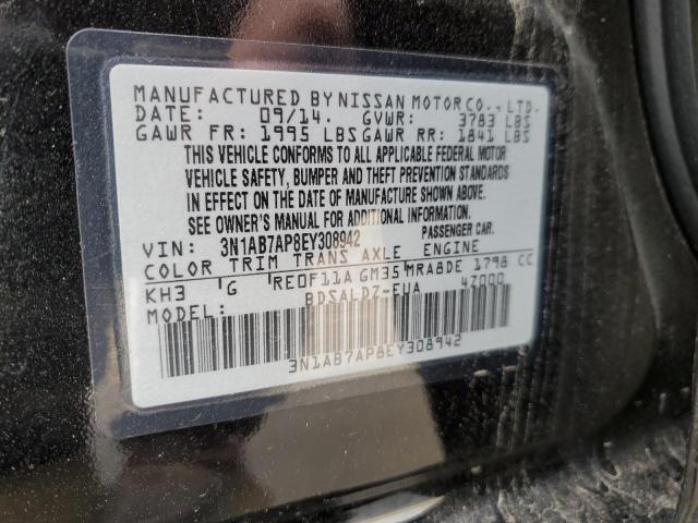 3N1AB7AP8EY308942 - 2014 NISSAN SENTRA S BLACK photo 13