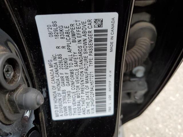 2HGFC2F84LH577271 - 2020 HONDA CIVIC SPORT 黑色 照片 12