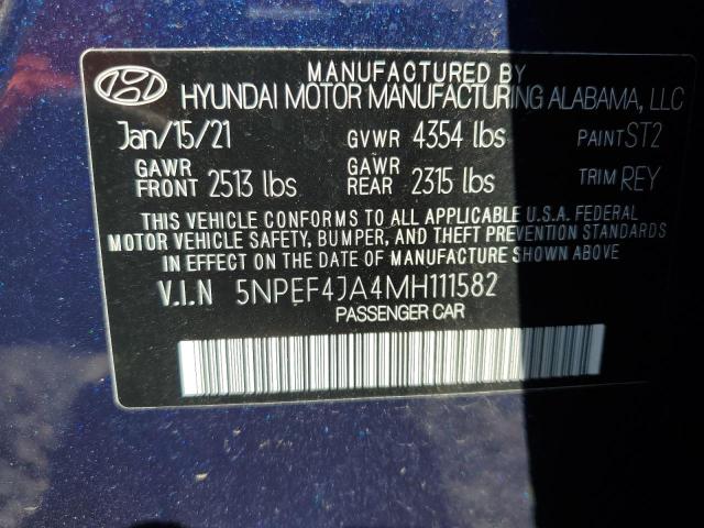 5NPEF4JA4MH111582 - 2021 HYUNDAI SONATA SEL BLUE photo 13