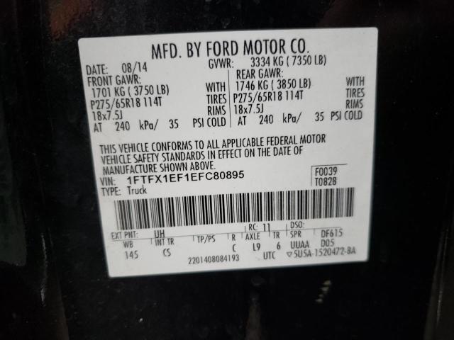 1FTFX1EF1EFC80895 - 2014 FORD F150 SUPER CAB BLACK photo 12