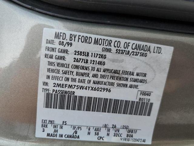 2MEFM75W4YX602996 - 2000 MERCURY GRAND MARQ LS GRAY photo 12