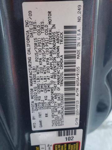 5TETX4CN1AZ720660 - 2010 TOYOTA TACOMA ACCESS CAB Сұр фото 12