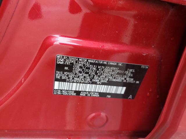 2T3ZFREV2FW148573 - 2015 TOYOTA RAV4 LE RED photo 12