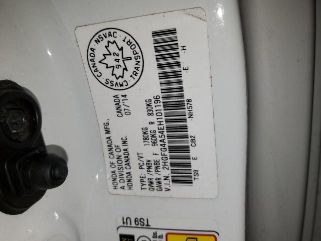 2HGFG4A54EH101196 - 2014 HONDA CIVIC SI WHITE photo 12