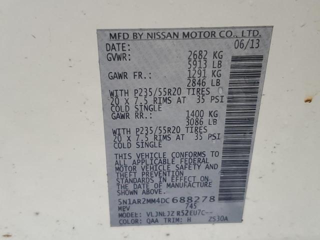 5N1AR2MM4DC688278 - 2013 NISSAN PATHFINDER S 白色 照片 13