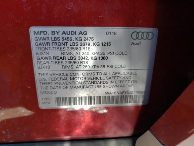 WA1BNAFY3J2119965 - 2018 AUDI Q5 PREMIUM PLUS RED photo 13