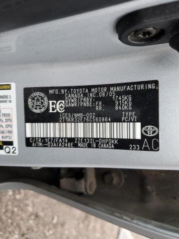 2T1KR32E76C560864 - 2006 TOYOTA COROLLA MA XR SILVER photo 12