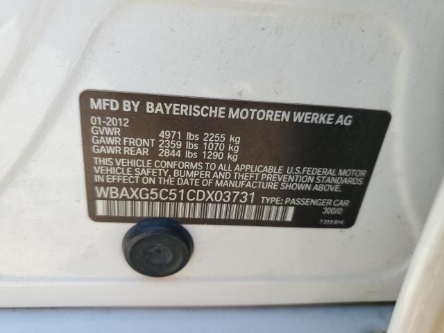 WBAXG5C51CDX03731 - 2012 BMW 528 I WHITE photo 12