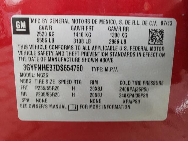 3GYFNHE37DS654760 - 2013 CADILLAC SRX PERFORMANCE COLLECTION RED photo 14