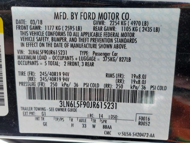 3LN6L5F90JR615231 - 2018 LINCOLN MKZ RESERVE BLACK photo 13