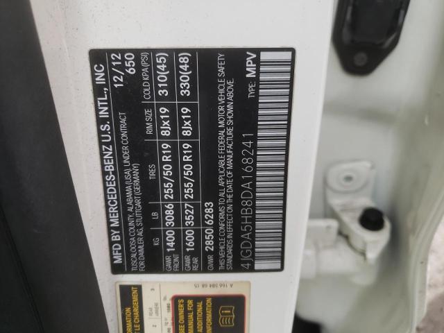 4JGDA5HB8DA168241 - 2013 MERCEDES-BENZ ML 350 4MATIC WHITE photo 13