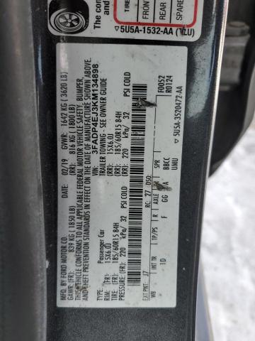 3FADP4EJ3KM134898 - 2019 FORD FIESTA SE GRAY photo 12