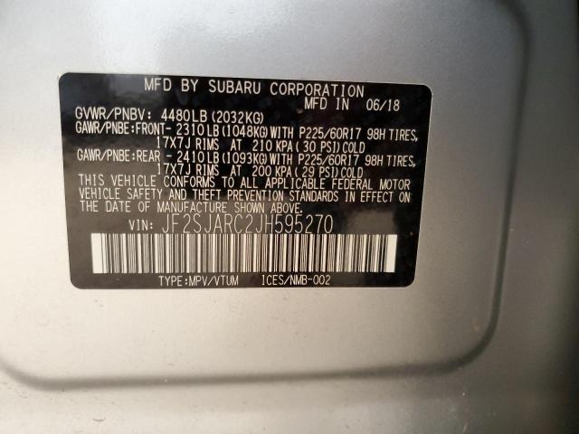 JF2SJARC2JH595270 - 2018 SUBARU FORESTER 2.5I LIMITED SILVER photo 14