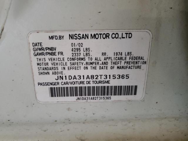 JN1DA31A82T315365 - 2002 NISSAN MAXIMA GLE WHITE photo 12