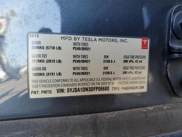 5YJSA1DN3DFP06680 - 2013 TESLA MODEL S CHARCOAL photo 12