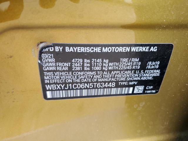 WBXYJ1C06N5T63448 - 2022 BMW X2 XDRIVE28I GOLD photo 12