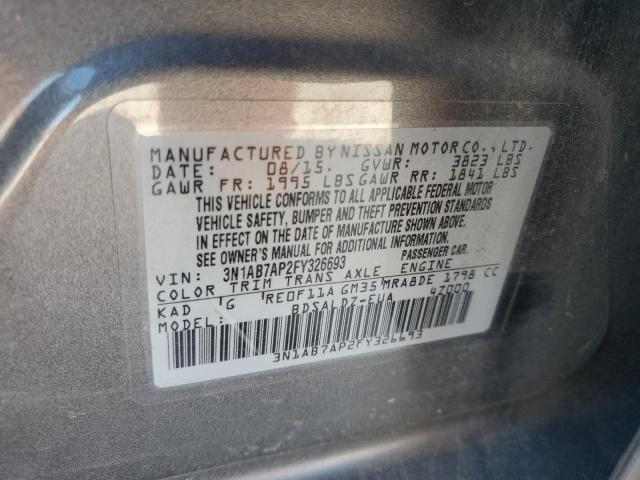 3N1AB7AP2FY326693 - 2015 NISSAN SENTRA S GRAY photo 12