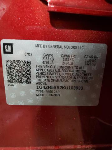 1G4ZR5SS2KU103033 - 2019 BUICK LACROSSE ESSENCE RED photo 12