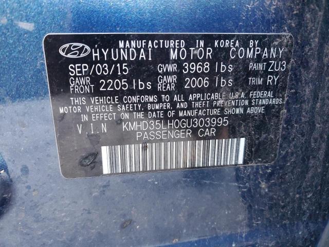 KMHD35LH0GU303995 - 2016 HYUNDAI ELANTRA GT BLUE photo 12