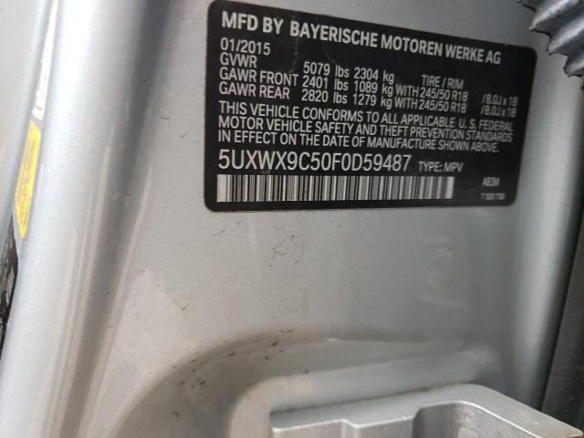 5UXWX9C50F0D59487 - 2015 BMW X3 XDRIVE28I SILVER photo 13