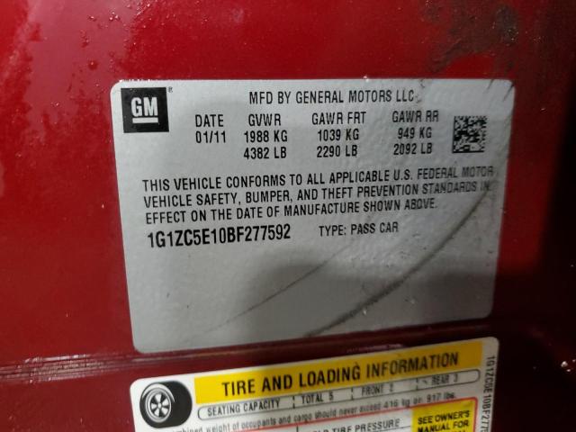 1G1ZC5E10BF277592 - 2011 CHEVROLET MALIBU 1LT RED photo 12