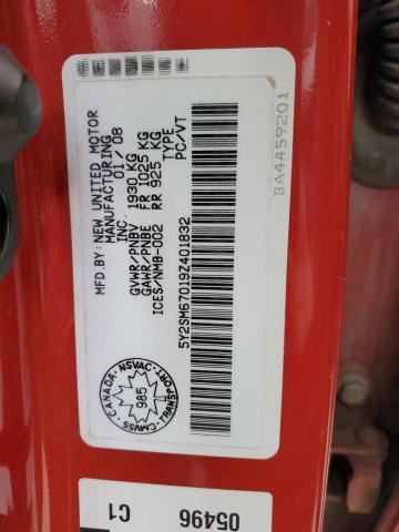 5Y2SM67019Z401832 - 2009 PONTIAC VIBE RED photo 12