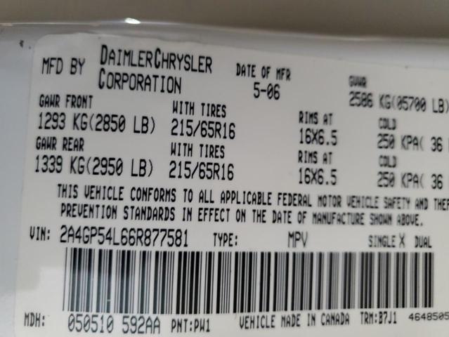 2A4GP54L66R877581 - 2006 CHRYSLER TOWN & COU TOURING 白色 照片 13