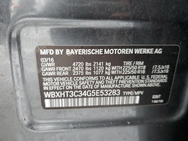 WBXHT3C34G5E53283 - 2016 BMW X1 XDRIVE28I GRAY photo 12